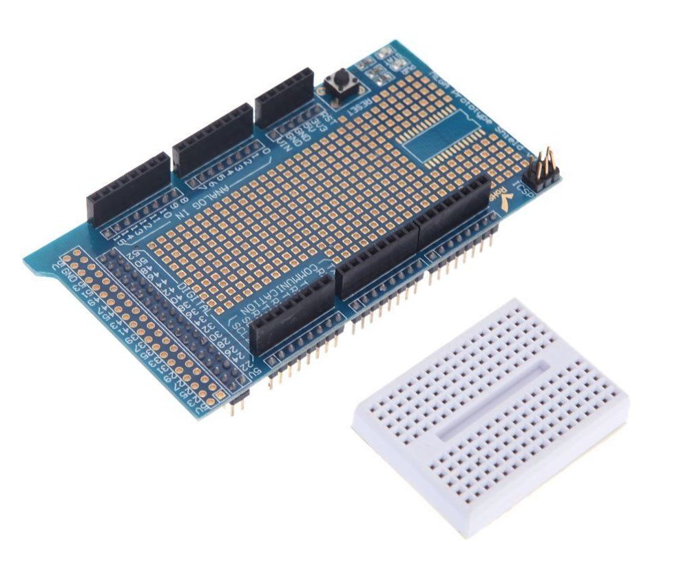 Arduino MEGA ProtoShield met Mini Breadboard 170 gaats onderdelen